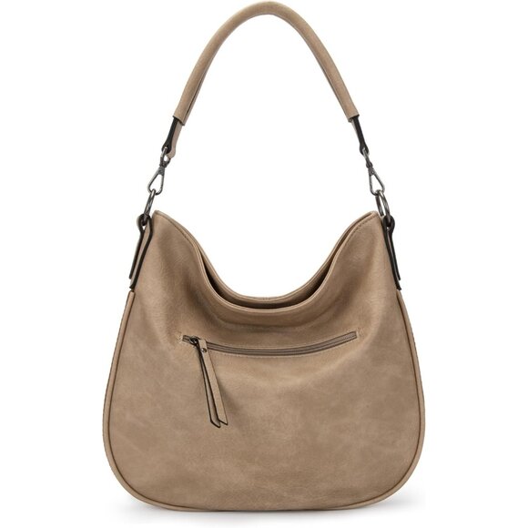 Hobo Bag Large Crossbody Purse Women Leather Striped Cotton Strap - Picture 6 of 7